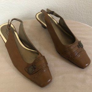 Brown Leather Slingback Heels